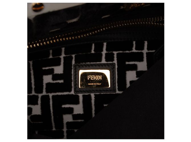 Borsa Fendi Black Medium Bicolor Leather Peekaboo ISeeU Nero - vista 6
