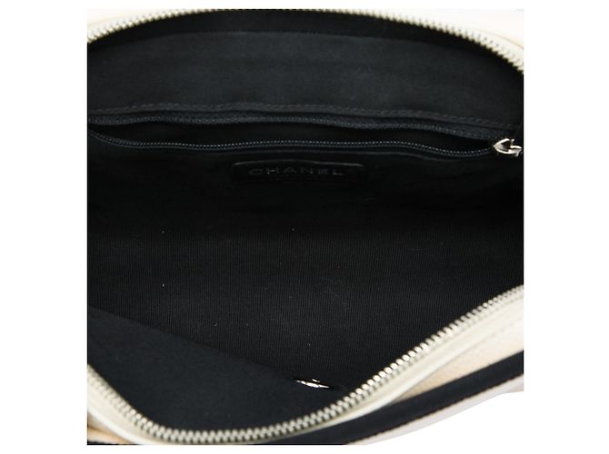 Chanel White CC Bicolor Matelassé Caviar et Grosgrain Top Handle Flap Blanc - vue 4