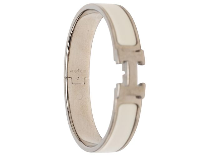 Bracciale Hermès Clic H in smalto bianco stretto PM - vista 4