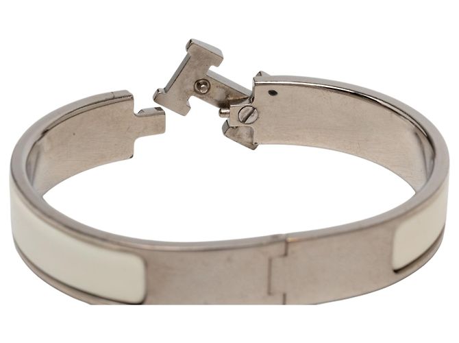 Bracciale Hermès Clic H in smalto bianco stretto PM - vista 5