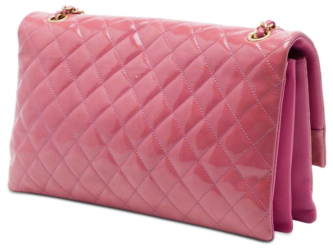 Chanel Pink Quilted Crinkled Patent Pagoda Accordion Flap Rosa - vista 2