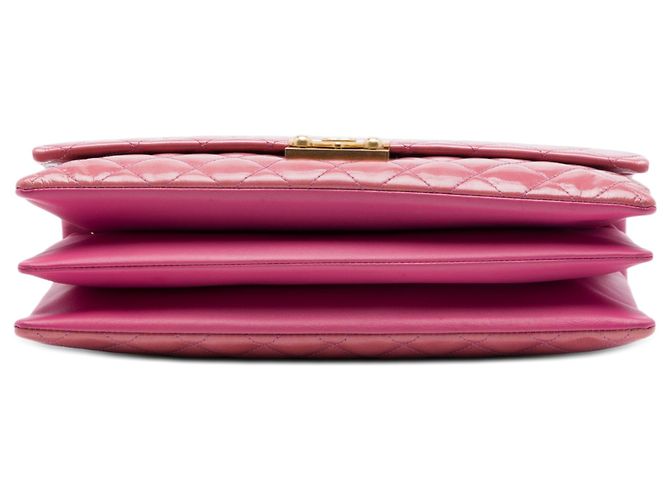 Chanel Pink Quilted Crinkled Patent Pagoda Accordion Flap Rosa - vista 3