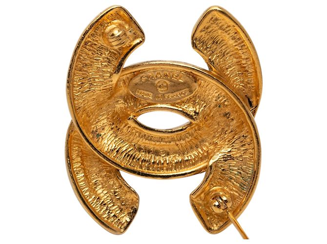 Spilla Chanel Gold CC trapuntata placcata oro D'oro - vista 3