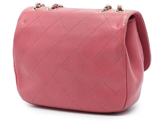 Chanel Pink Small Stitched Calfskin Covered CC Flap Rosa - vista 2