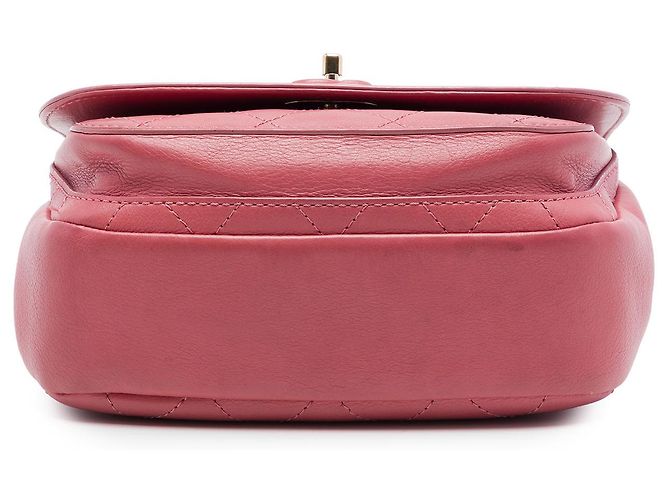 Chanel Pink Small Stitched Calfskin Covered CC Flap Rosa - vista 3