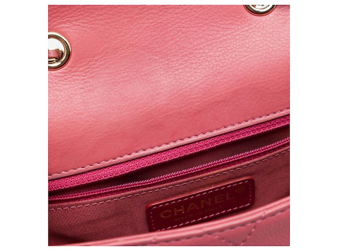 Chanel Pink Small Stitched Calfskin Covered CC Flap Rosa - vista 6