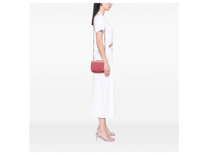 Chanel Pink Small Stitched Calfskin Covered CC Flap Rosa - vista 7
