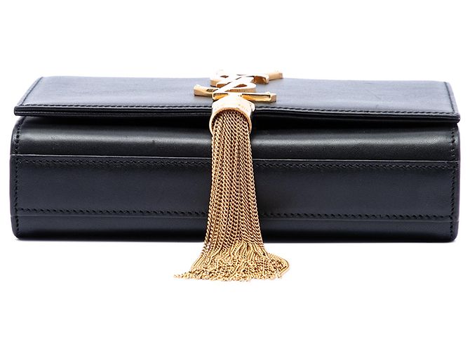 Borsa a tracolla Kate con nappa in pelle di vitello liscia nera con monogramma Saint Laurent, piccola Nero - vue 4