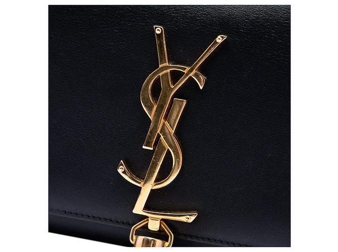 Borsa a tracolla Kate con nappa in pelle di vitello liscia nera con monogramma Saint Laurent, piccola Nero - vue 6
