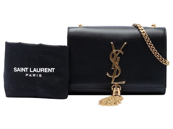 Borsa a tracolla Kate con nappa in pelle di vitello liscia nera con monogramma Saint Laurent, piccola Nero - vue 8