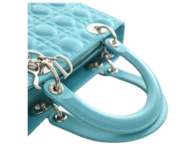Lady Dior aus blauem Lammleder Größe Medium - Ansicht 14