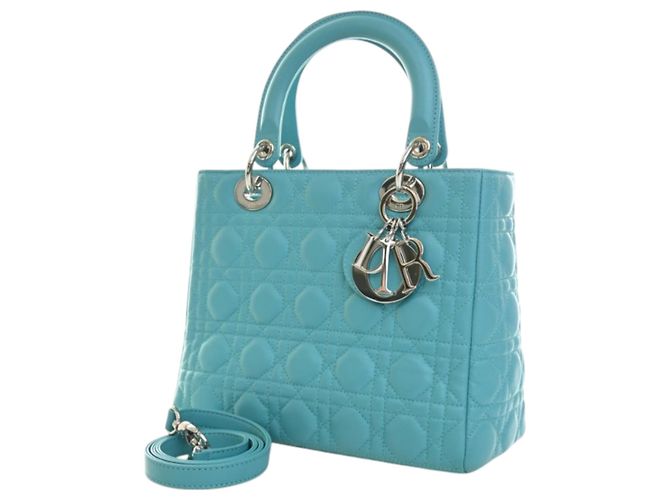 Lady Dior aus blauem Lammleder Größe Medium - Ansicht 3