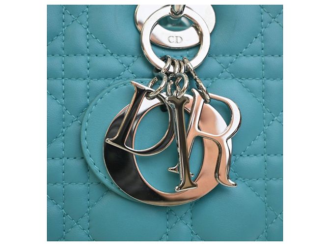 Lady Dior aus blauem Lammleder Größe Medium - Ansicht 7