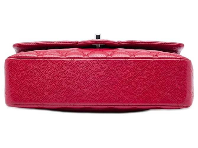 Chanel Red Medium Classic Caviar Double Flap Rosso - vista 3