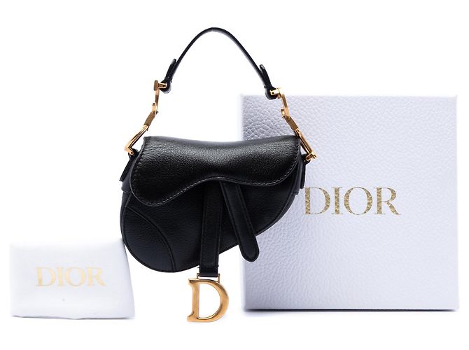 Borsa Saddle Dior in micro pelle di capra nera Nero - vista 7