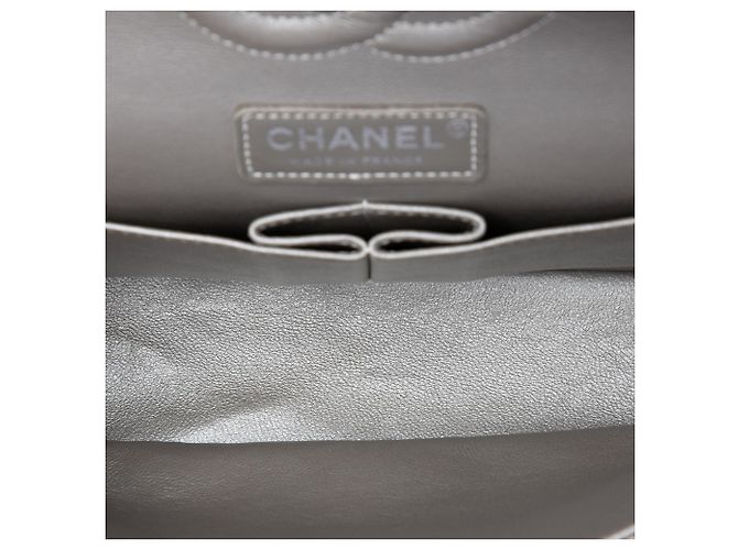Chanel Argento Medium Classic Chevron Lambskin Iridescent Double Flap - vista 4