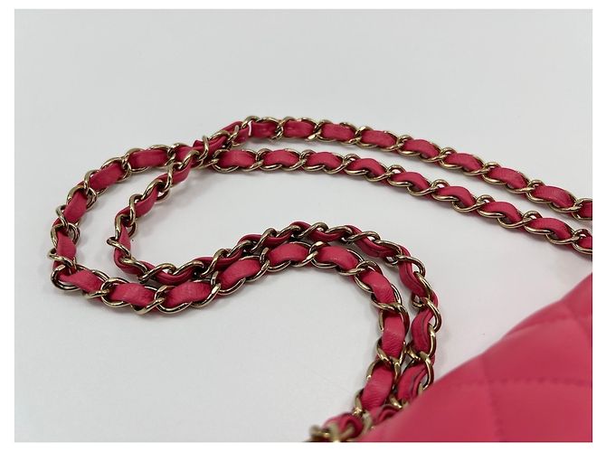 Borsa a Spalla Chanel Matelassé Double Flap Rosa - vista 10