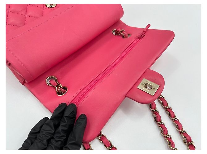 Borsa a Spalla Chanel Matelassé Double Flap Rosa - vista 13