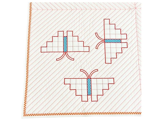Hermès Cobertor acolchoado Hermes, Animaux Natte Wool Cashmere Ecru - vista 2
