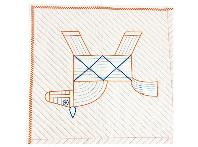 Hermès Cobertor acolchoado Hermes, Animaux Natte Wool Cashmere Ecru - vista 4