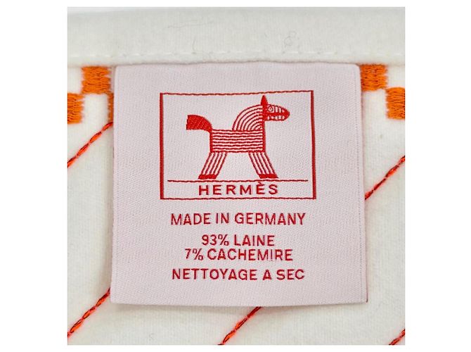 Hermès Cobertor acolchoado Hermes, Animaux Natte Wool Cashmere Ecru - vista 8