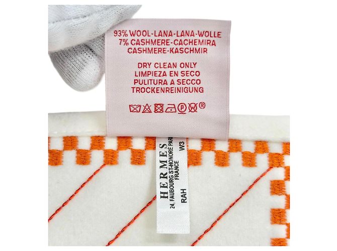 Hermès Cobertor acolchoado Hermes, Animaux Natte Wool Cashmere Ecru - vista 9