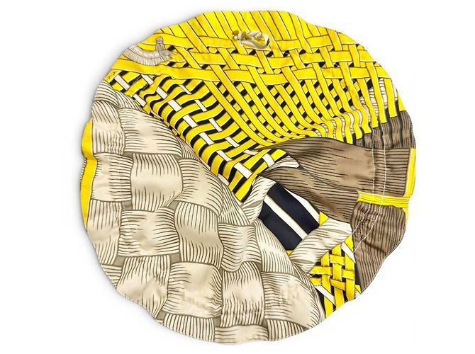 Bolsa de cordón Petit H 100% seda Hermès Azul Amarillo - vista 4