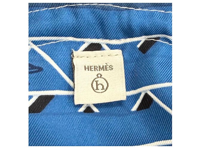 Bolsa de cordón Petit H 100% seda Hermès Azul Amarillo - vista 7
