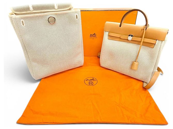 Hermès Hermes Herbag Ad PM Lederrucksack Beige - Ansicht 2