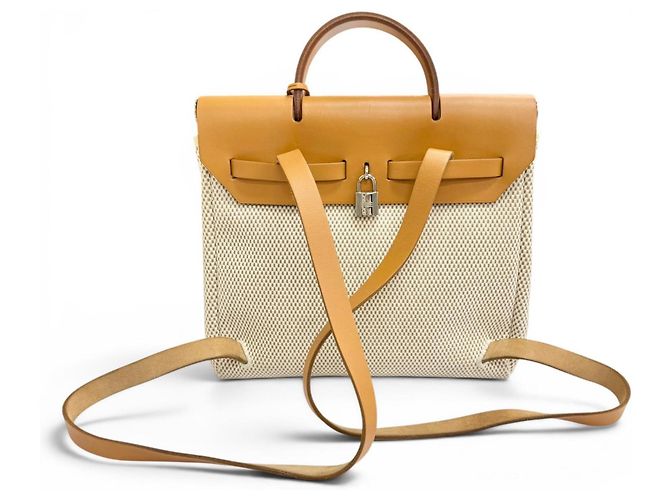 Hermès Hermes Herbag Ad PM Lederrucksack Beige - Ansicht 4