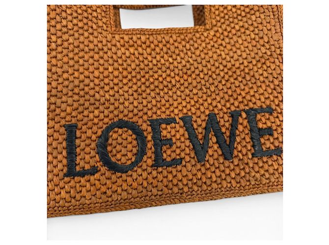Borsa in rafia Loewe Font Tote Small D'oro - vista 10