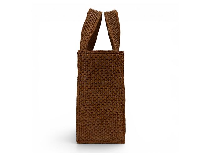 Borsa in rafia Loewe Font Tote Small D'oro - vista 5