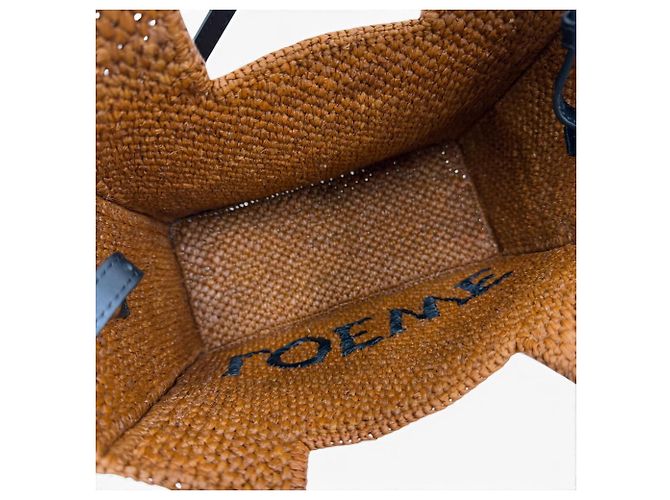 Borsa in rafia Loewe Font Tote Small D'oro - vista 7