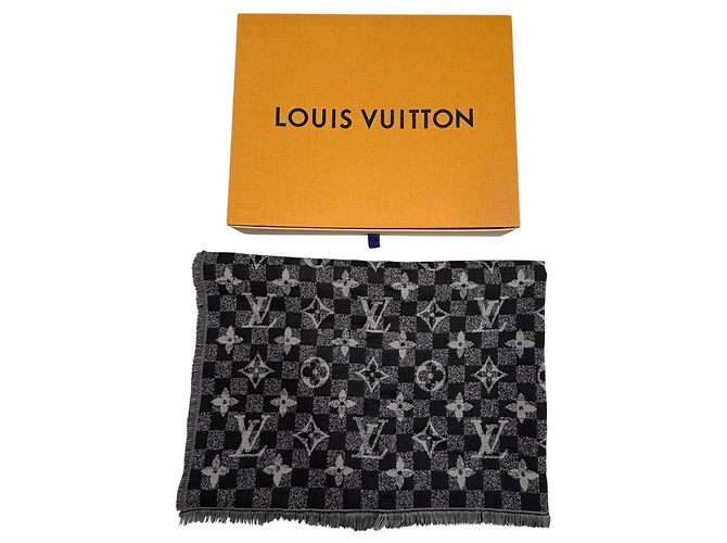Stola Louis Vuitton M76560 Etol Damier Gradient in Lana e Seta Marrone Nero - vista 2