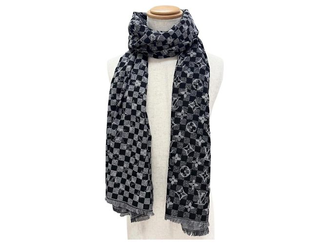 Stola Louis Vuitton M76560 Etol Damier Gradient in Lana e Seta Marrone Nero - vista 3