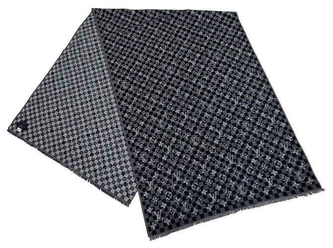 Stola Louis Vuitton M76560 Etol Damier Gradient in Lana e Seta Marrone Nero - vista 4
