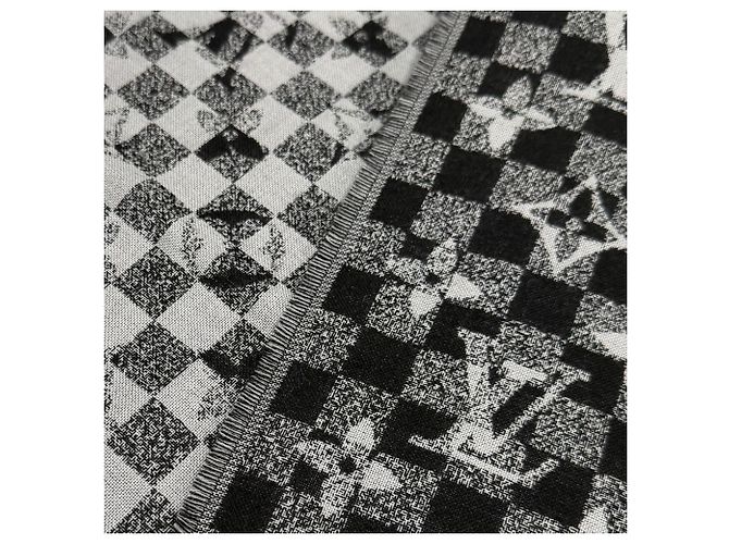 Stola Louis Vuitton M76560 Etol Damier Gradient in Lana e Seta Marrone Nero - vista 5
