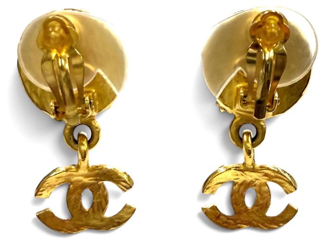 CHANEL Orecchini Vintage 96A Gripoix Coco Mark Swing D'oro Verde - vista 3