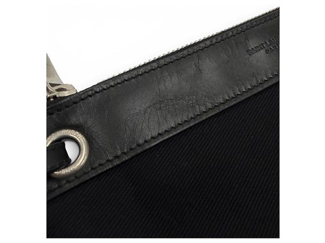 Borsa a tracolla in tela e pelle Saint Laurent Nero - vista 13