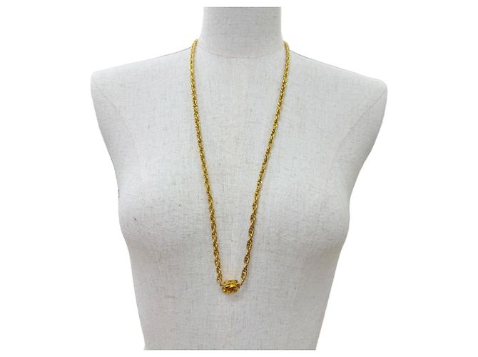 Collana a catena intrecciata Chanel Vintage Metal Coco Mark D'oro - vista 3
