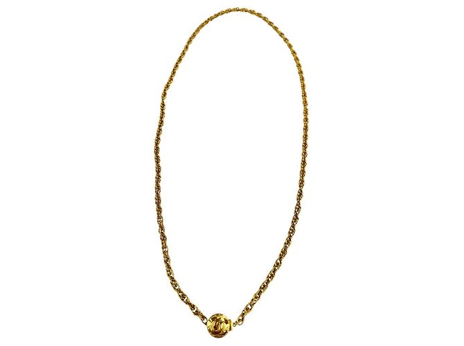 Collana a catena intrecciata Chanel Vintage Metal Coco Mark D'oro - vista 4