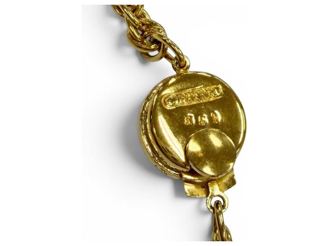 Collana a catena intrecciata Chanel Vintage Metal Coco Mark D'oro - vista 7