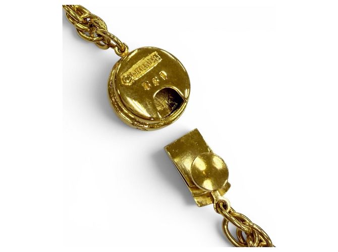 Collana a catena intrecciata Chanel Vintage Metal Coco Mark D'oro - vista 8