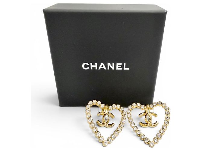 Orecchini CHANEL Coco Mark Heart Crystal Rhinestone D'oro - vista 2