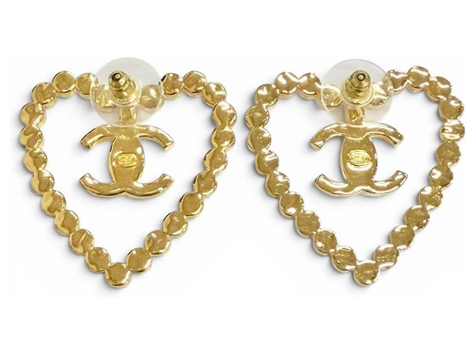 Orecchini CHANEL Coco Mark Heart Crystal Rhinestone D'oro - vista 3