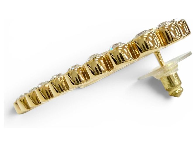 Orecchini CHANEL Coco Mark Heart Crystal Rhinestone D'oro - vista 4