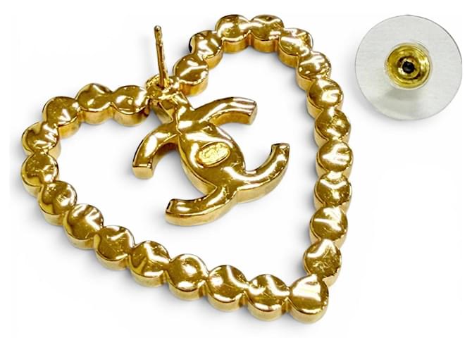 Orecchini CHANEL Coco Mark Heart Crystal Rhinestone D'oro - vista 5