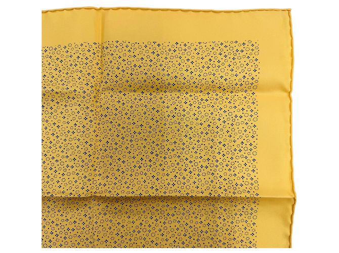 Hermès Sciarpa in seta Hermes Petit Carré 45 Gavroche Blu Giallo - vista 3