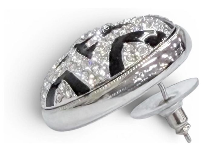 Orecchini Chanel A23K Coco Mark Star Rhinestone Nero Argento - vista 4