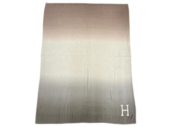 Hermès Hermes Yak Avalon H Logo Gradient Decke Braun Beige - Ansicht 2
